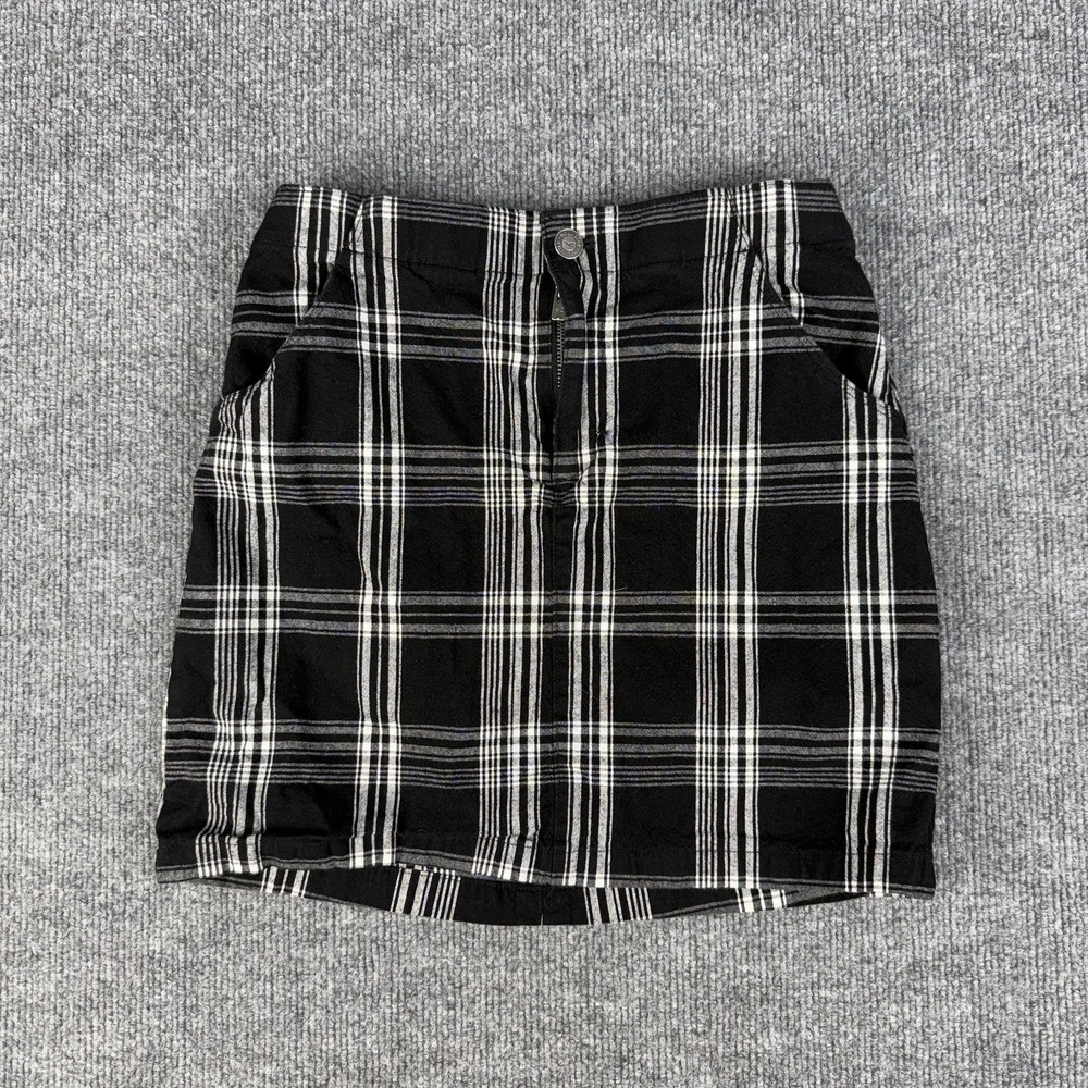 Hollister Skirt Womens XS Black Plaid Flannel Mini Ultra High Rise Casual